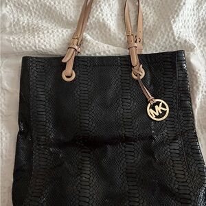 Michael Kors Black Snake-Embossed Tote